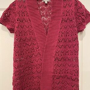 GUC Croft & Barrow Women's Pink Open-Knit Sweater
